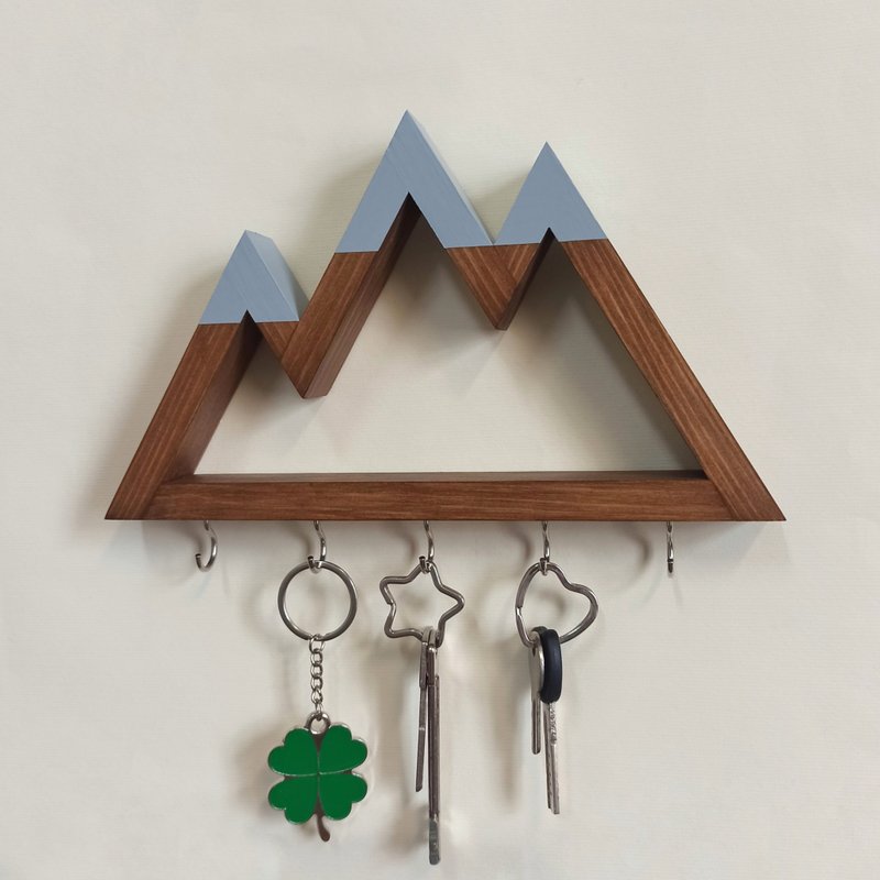 Wooden wall key holder Mountains peaks (gray tops) - Hangers & Hooks - Wood 