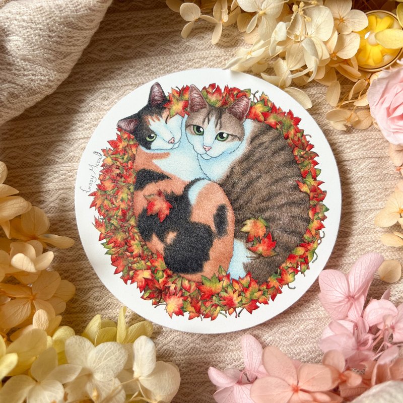 【Crazy Cat】Round diatomite coaster F - ที่รองแก้ว - วัสดุอื่นๆ หลากหลายสี