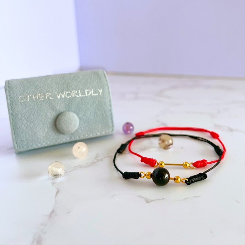 Handwoven Lucky Red Thread Bracelet • Exclusive Original Interchangeable Design - Bracelets - Crystal Multicolor