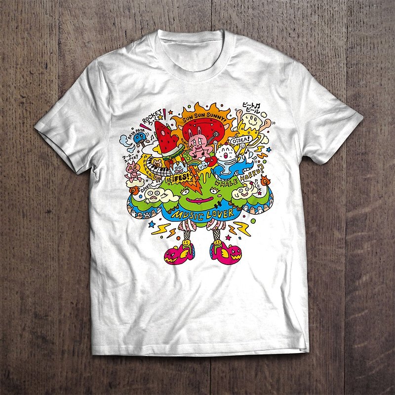 Character T-shirt POPFES MONSTER - Women's T-Shirts - Cotton & Hemp White