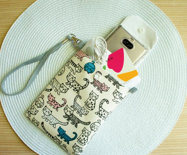 Lovely [Japanese cloth] Cool cat front pocket mobile phone bag, mobile  phone bag, 6-inch half iphonXR available - Shop lo-v-e-ly Phone Cases -  Pinkoi