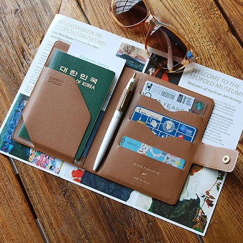 PLEPIC-旅程啟航皮革護照套-摩卡棕,PPC93013 - 護照夾/護照套 - 人造皮革 咖啡色