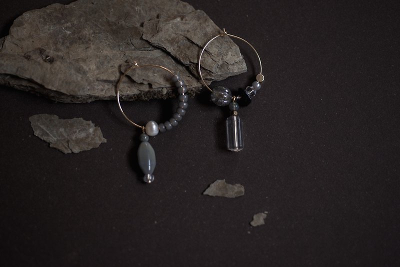 Circle Series-Sky Grey - Earrings & Clip-ons - Other Materials Gray