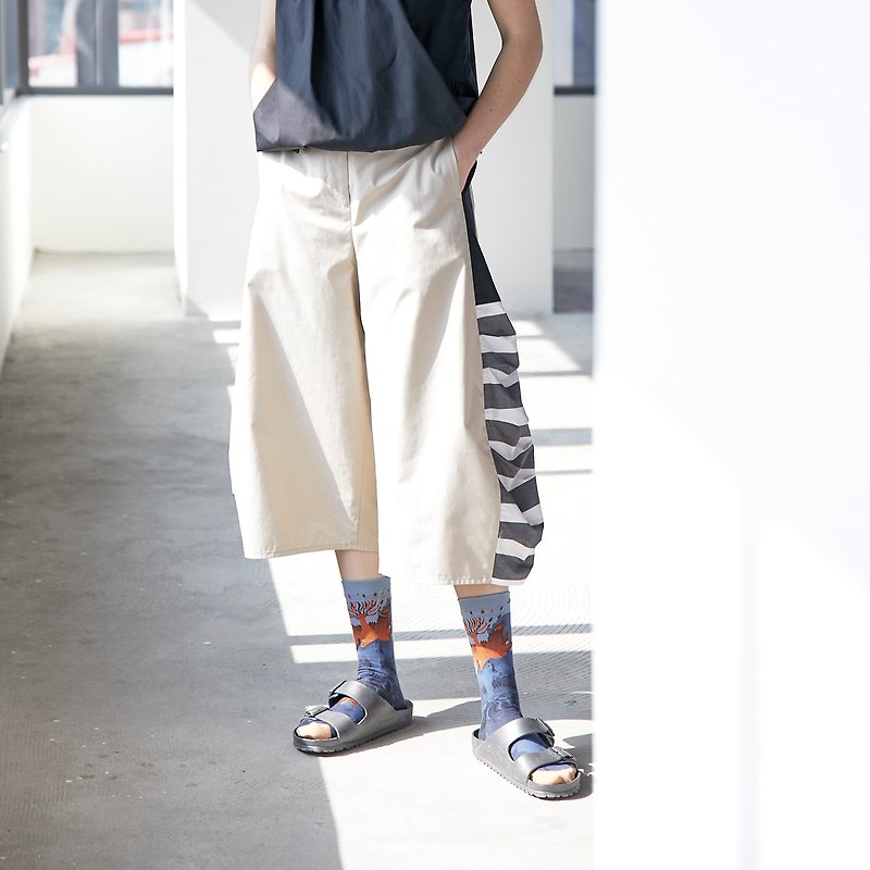 Roaming contrast three-dimensional silhouette cropped wide pants