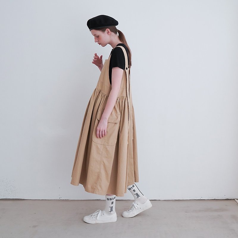 Khaki denim skirt - imakokoni - One Piece Dresses - Other Materials Khaki