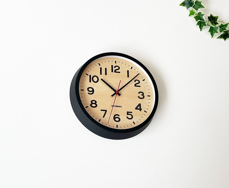 KATOMOKU muku clock 15 梣樹 黑色 (km-107BL)  掛鐘 日本製造 - 時鐘/鬧鐘 - 木頭 黑色