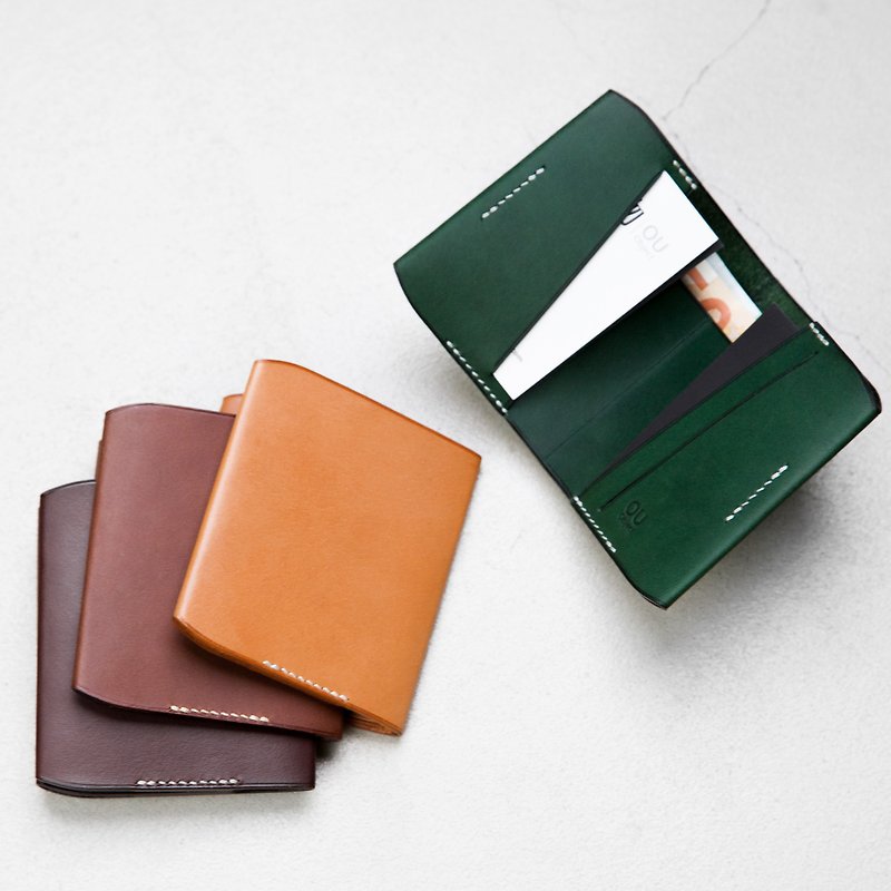 OU object | Handmade vegetable tanning leather wallet with multiple card holders