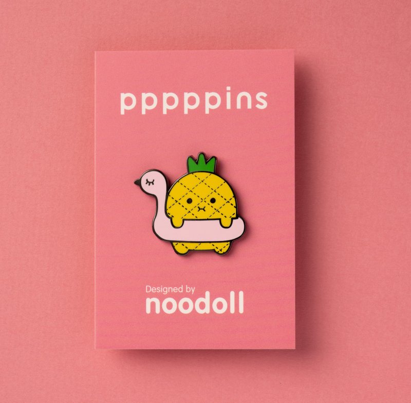 鳳梨娜娜 Noodoll 琺瑯別針 - 胸針 - 其他金屬 黃色