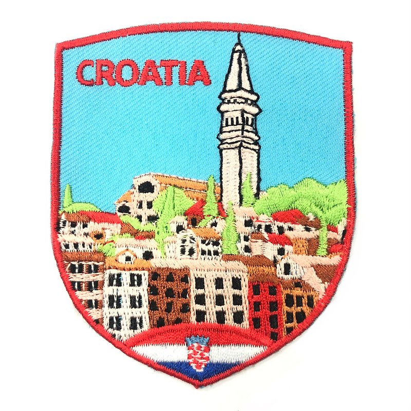 Croatian City Embroidery Patches Electric Embroidery Patches Adhesive Patches Landmark Embroidery Morale Badge - Badges & Pins - Thread Multicolor