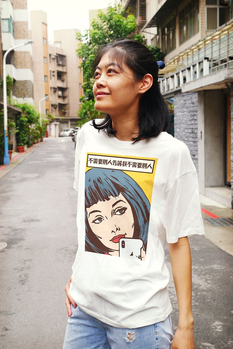 Retro Black Humor T-shirt Women's Age Original - เสื้อฮู้ด - ผ้าฝ้าย/ผ้าลินิน สีน้ำเงิน