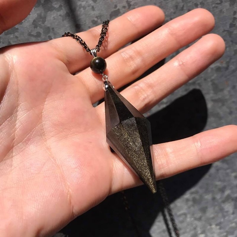 【Lost And Find】Natural OBSIDIAN necklace - สร้อยคอ - เครื่องเพชรพลอย สีดำ