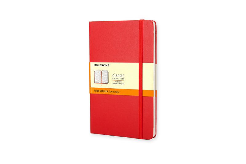 MOLESKINE Classic Red Hard Case Notebook - L - Horizontal Line - Hot Stamping Service - Notebooks & Journals - Paper Red