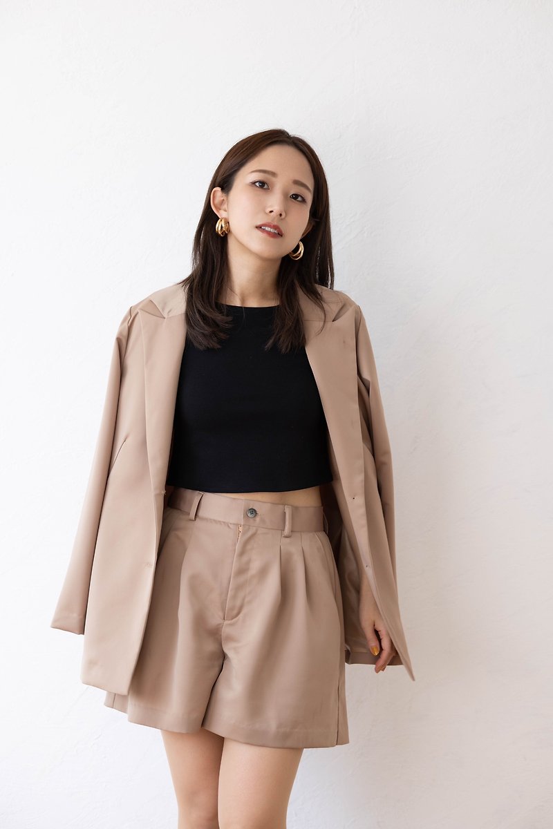 【made in Japan】2tack satin short pants - Women's Shorts - Other Man-Made Fibers Brown