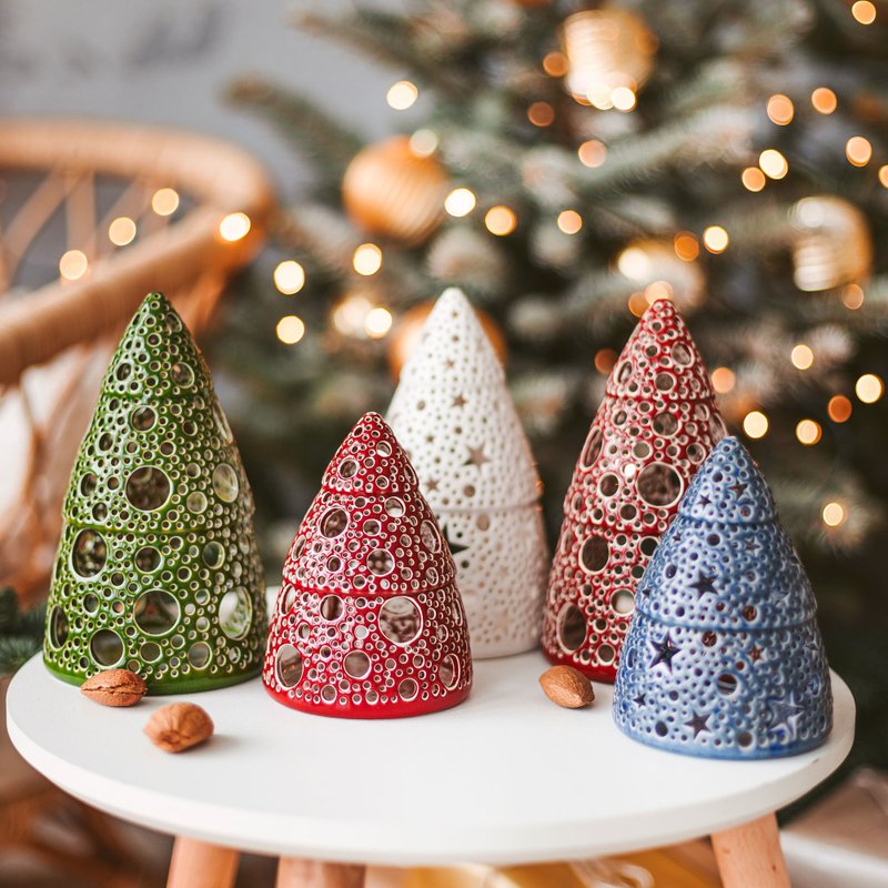 Ceramic Christmas Tree Candle Holder - เทียน/เชิงเทียน - ดินเผา 