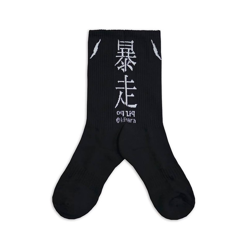EVANGELION X oqLiq Evangelion Heely Socks (Black) - ถุงเท้า - ผ้าฝ้าย/ผ้าลินิน สีดำ