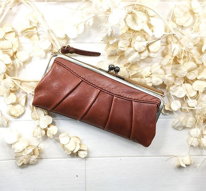 Leather wallet / long wallet / spicy / soft leather - กระเป๋าสตางค์ - หนังแท้ สีนำ้ตาล