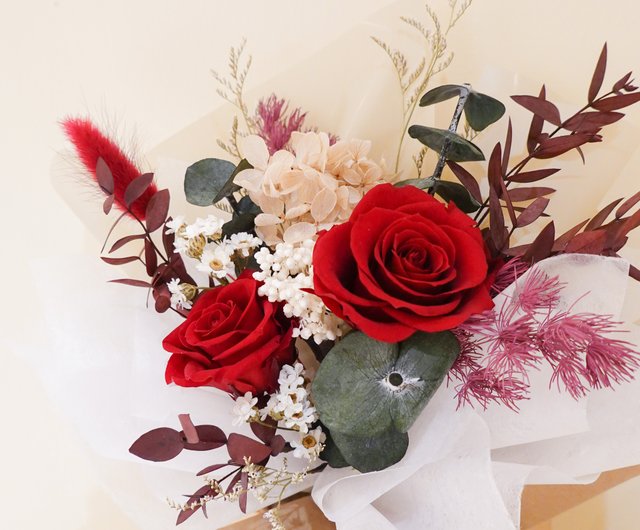 不滅のレッドバラ 2 本の花束 - ショップ afternoon flower