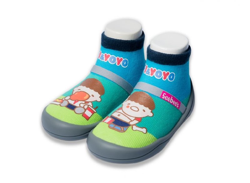 【Feebees】Fifi&Yoyo系列_吃太飽 (學步鞋 襪鞋 童鞋 台灣製造) - 童裝鞋 - 其他材質 藍色