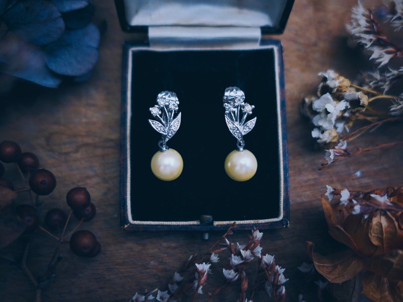 Panetta 花束垂墜珍珠耳環－美國古董首飾 Vintage Jewelry - 耳環/耳夾 - 珍珠 