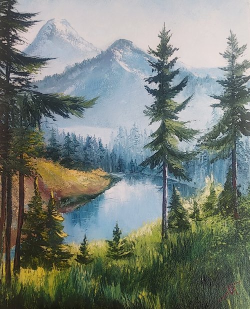 AboutART Landscape. Oil painting. Mountain landscape. Original art