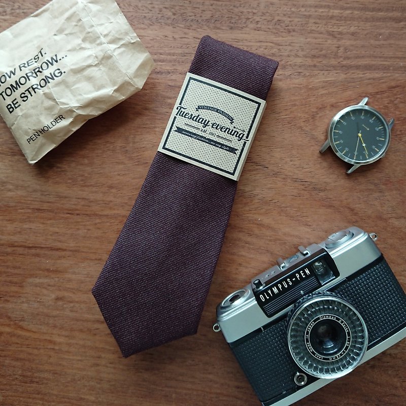 Necktie Brown Syrup - 領帶/領帶夾 - 棉．麻 咖啡色