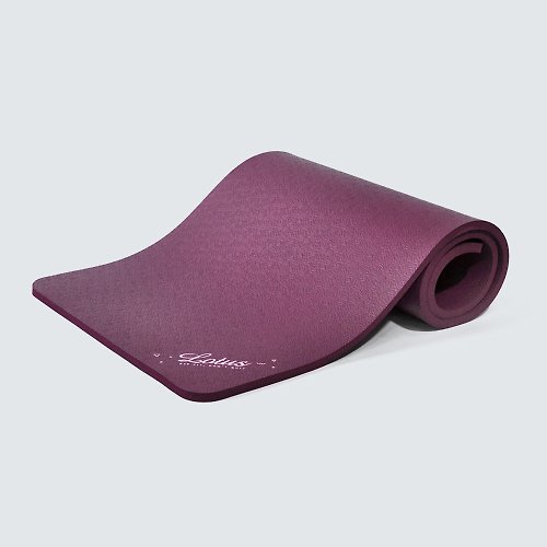 Lotus Fitness 台灣製雙面壓紋環保無毒紮實柔韌NBR瑜珈健身墊加厚15mm 附收納袋