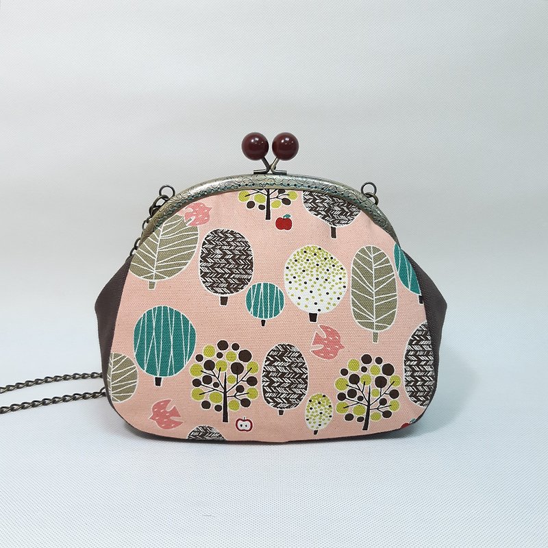 Pink static forest mouth gold bag / cross-body bag / side bag / carry bag - Messenger Bags & Sling Bags - Cotton & Hemp Pink