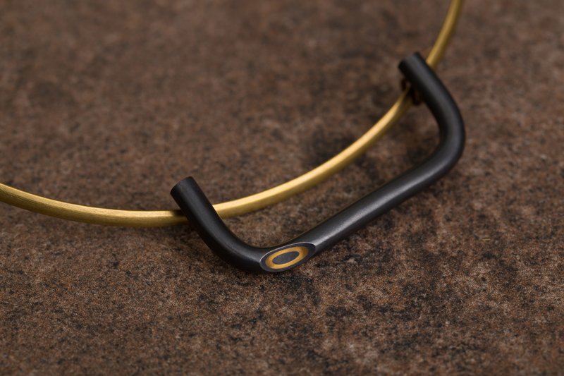 Reverse 逆物論環形項鍊 Mokume-gane Necklace - 項鍊 - 銅/黃銅 黑色