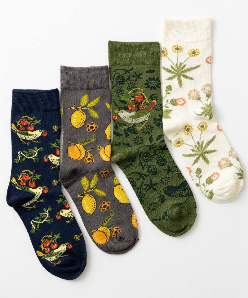 Bamboo socks [set of 4] William Morris pattern, gift box included 2. Morris design 2 M002 - Socks - Eco-Friendly Materials Multicolor