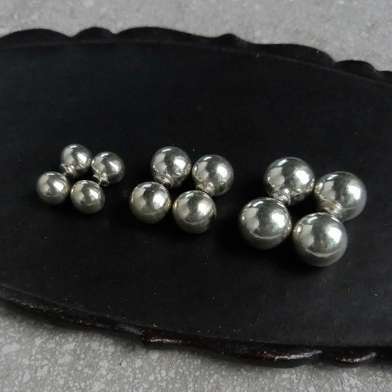 3サイズ / カレンシルバーボールピアス - 耳環/耳夾/耳骨夾 - 銀 銀色