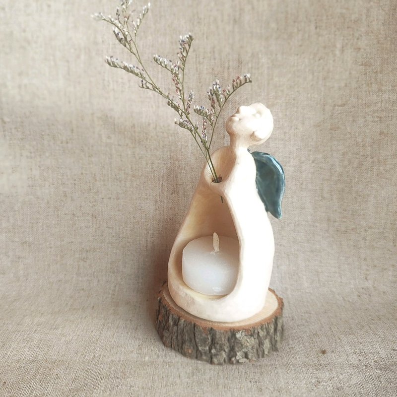 天使香立て兼花立て - キャンドル・燭台 - 陶器 