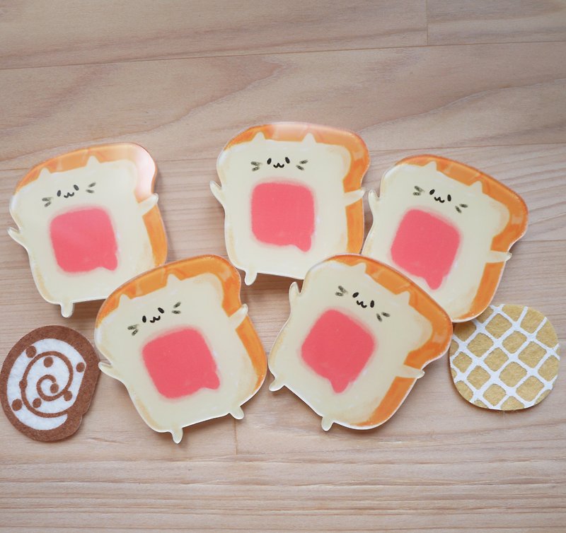 Acrylic pin / cat toast - Badges & Pins - Acrylic Orange