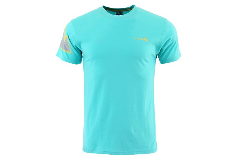 Slim Round Neck Short Sleeve Shirt #Lake Blue Skin-friendly Comfortable Cotton 160501-42 - Men's T-Shirts & Tops - Cotton & Hemp Transparent