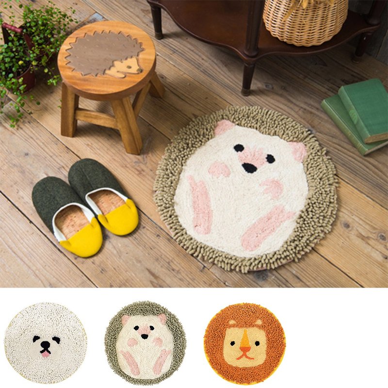 【Reservation】Round animal rug made in India - พรมปูพื้น - ผ้าฝ้าย/ผ้าลินิน สีกากี