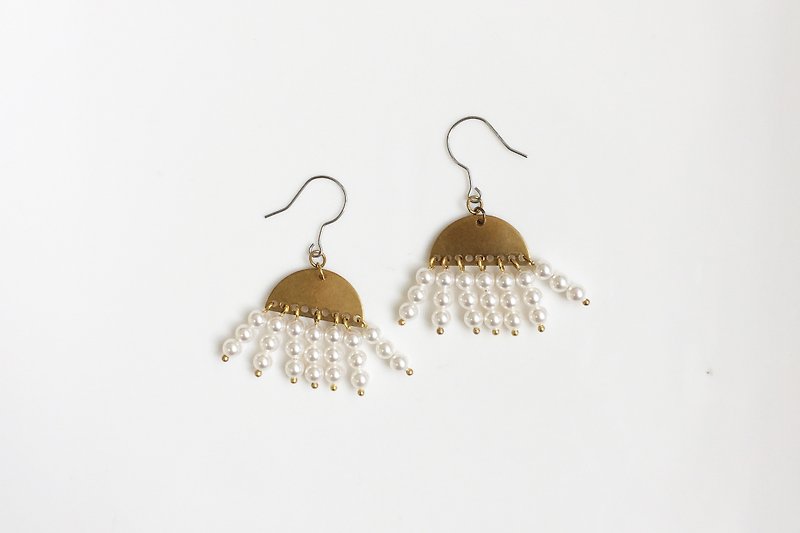 White jelly pearl brass earrings - Earrings & Clip-ons - Gemstone Gold