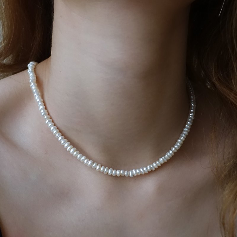 Mabel full pearl necklace small pearl freshwater pearl sterling silver exquisite gift daily customizable - สร้อยคอ - ไข่มุก ขาว