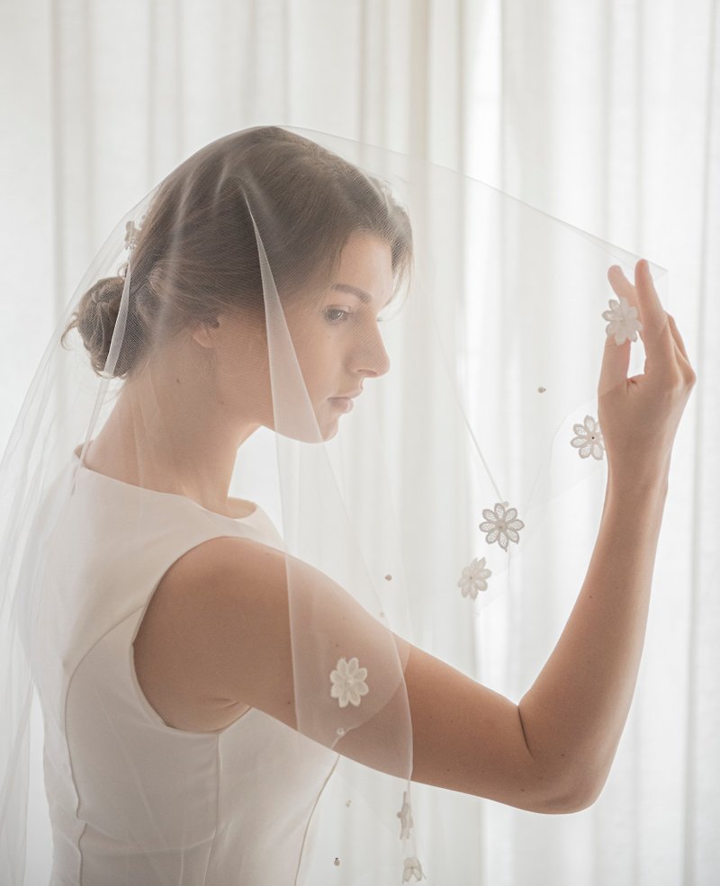 Flower Petal Veil, Wedding - เครื่องประดับผม - เส้นใยสังเคราะห์ 