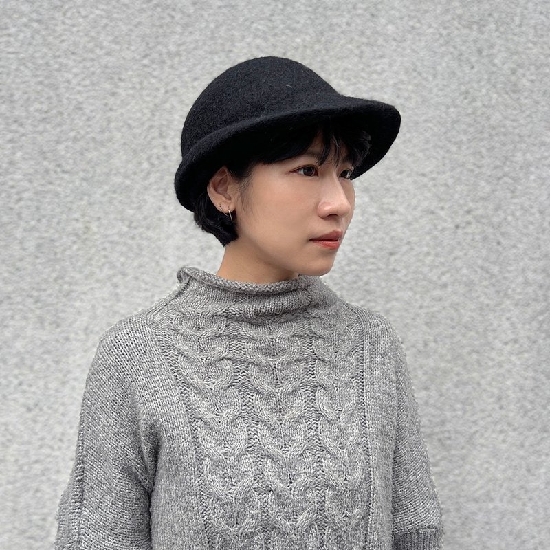 Wool felt breton hat_Black - หมวก - ขนแกะ สีดำ