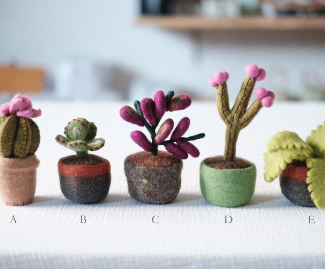 羊毛フェルト鉢植え・多肉植物サボテン - ショップ littlematter