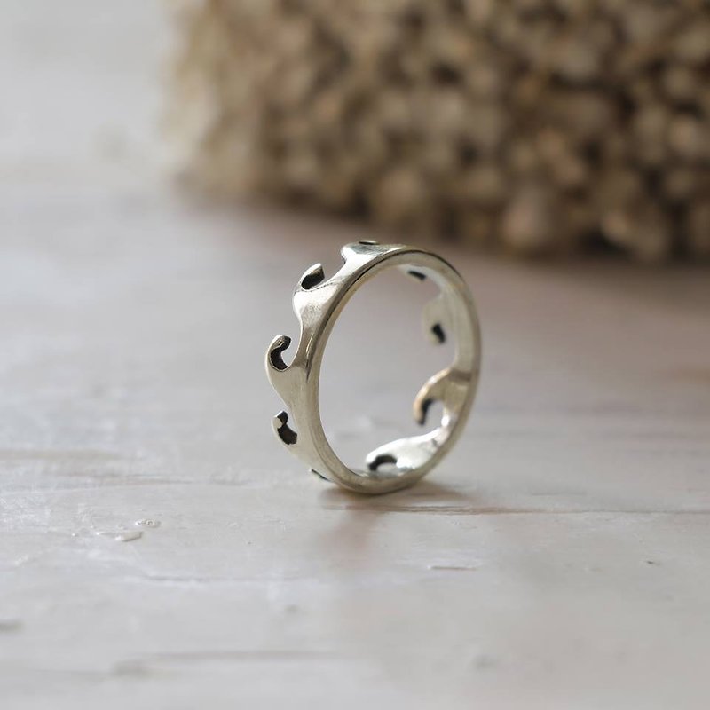 Minimal ring wave thorn crown handmade lady women Girl silver sterling Hawaii - General Rings - Other Metals Silver