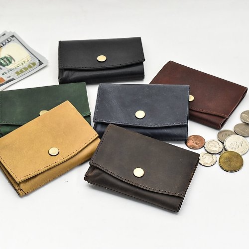 Leather Goods Shop Hallelujah 【客製刻字】TIDY pocket 日本設計 迷你錢包 三折式 超輕薄
