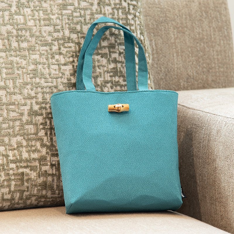 Mini Tote Bag Tango Chirimen Green Japanese Traditional Fabric - Handbags & Totes - Polyester Green