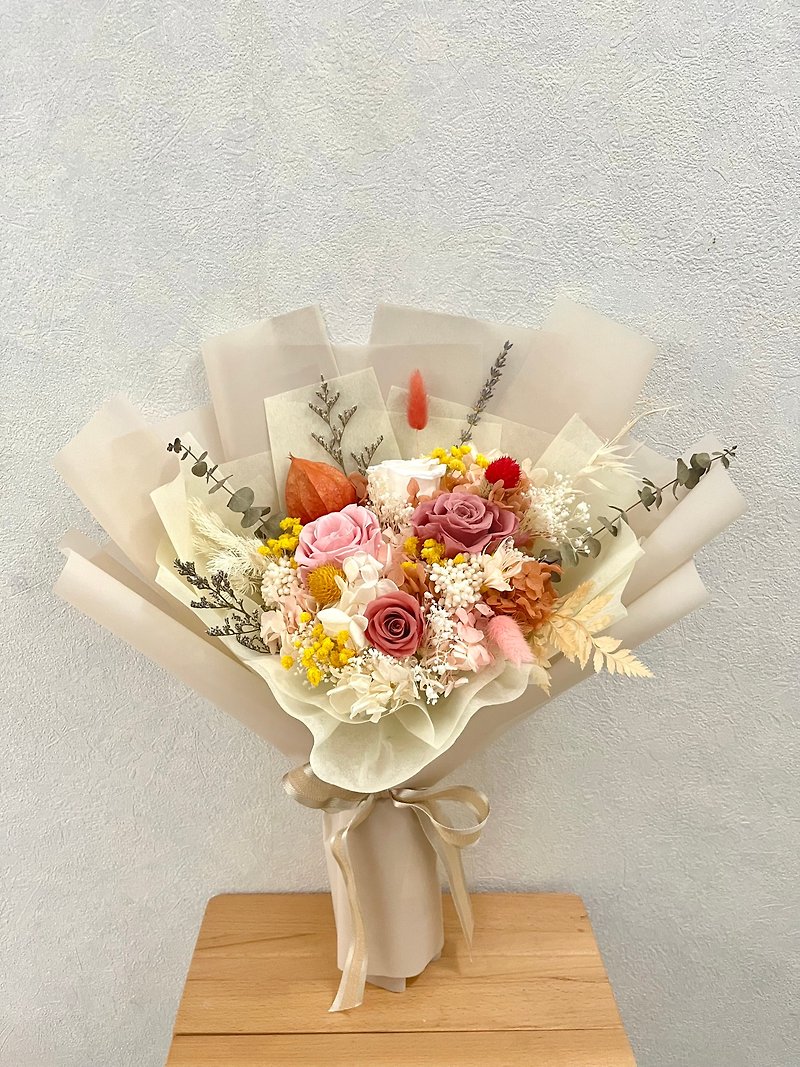 Sunshine-warm tone preserved rose bouquet for bridal shower - Plants - Plants & Flowers Khaki