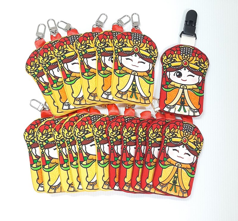 [In Stock] Mazu Peace Talisman Bag/Worship and Blessing/Keychain style can be changed into a clip - Omamori - Cotton & Hemp Red