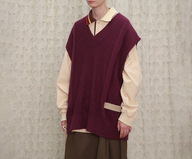 V-Neck Loose Contrast Color Wild Lazy Wind Sweater V-Neck Loose Contrast Color Wild Lazy Wind Sweater