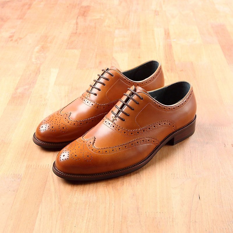 Vanger British vintage serrated wing pattern carved oxford shoes Va231 brown - รองเท้าลำลองผู้ชาย - หนังแท้ สีนำ้ตาล