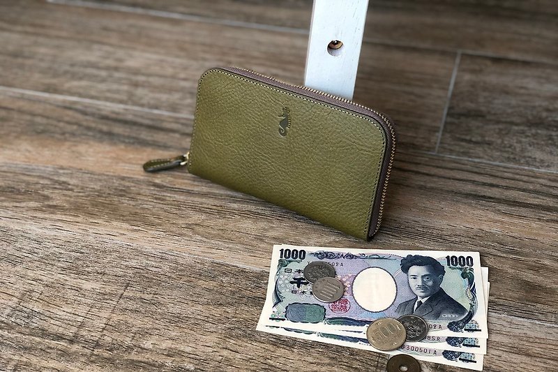 【Takumicsタクミクス】Zipper Wallet - Wallets - Genuine Leather Green