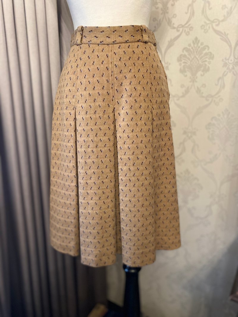 Small version light brown fur polka dot vintage clothing - Skirts - Wool Khaki