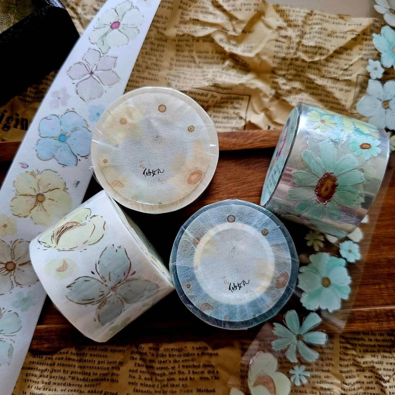 Flower Scroll 19 Japanese Paper/Glossy PET - Washi Tape - Other Materials 