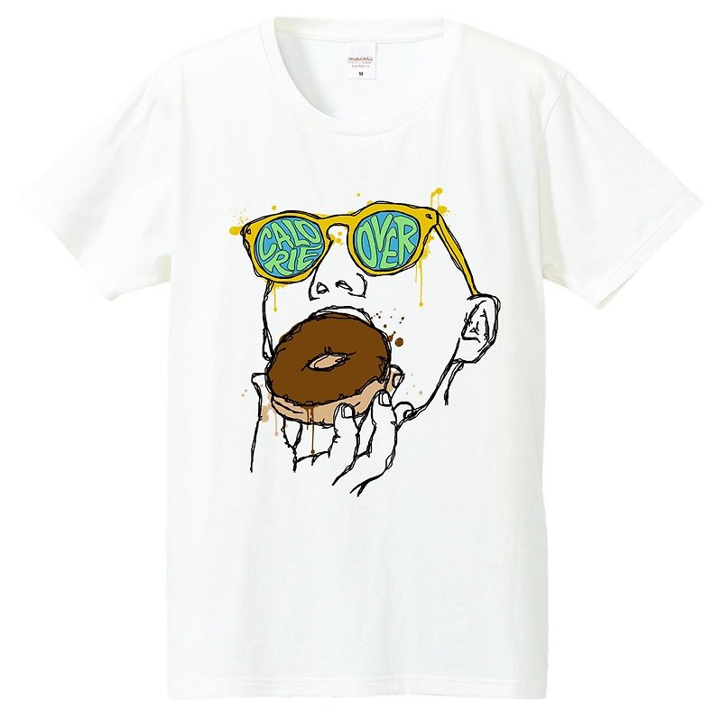 T-shirt / Calorie over - เสื้อยืดผู้ชาย - ผ้าฝ้าย/ผ้าลินิน ขาว